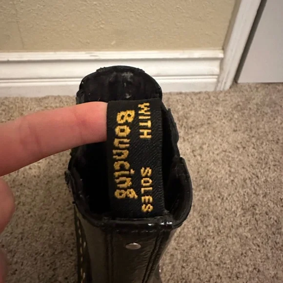 Dr. Martens Platform Black Boots with Yellow Stitching - Picture 10 of 10